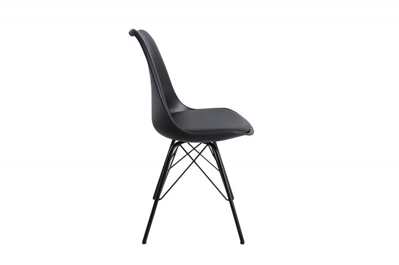 Lot de 4 chaises moderne alliant simili cuir noir laqué et métal