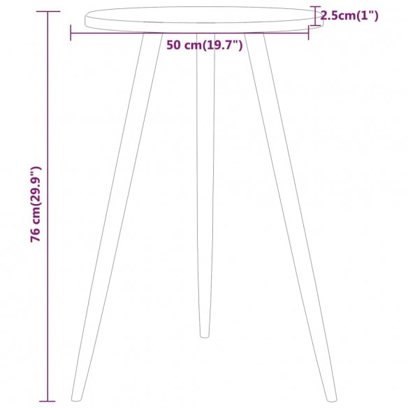 Table de bistro Marron clair Ø50x76 cm MDF et fer