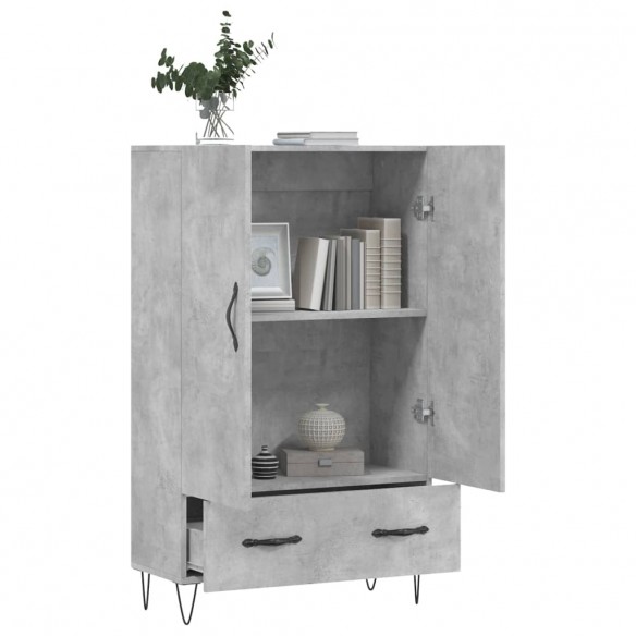 Buffet haut gris béton 69,5x31x115 cm bois d'ingénierie