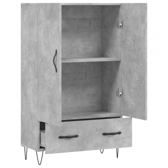 Buffet haut gris béton 69,5x31x115 cm bois d'ingénierie