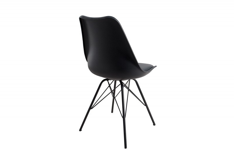 Lot de 4 chaises moderne alliant simili cuir noir laqué et métal