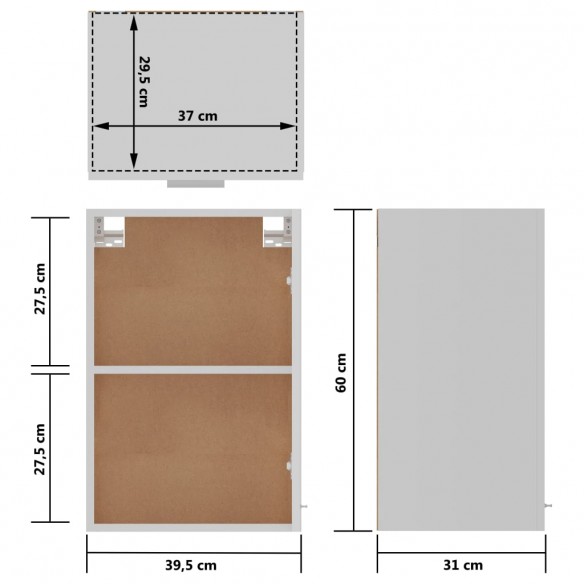 Armoire suspendue Blanc 39,5x31x60 cm Aggloméré