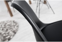 Lot de 4 chaises moderne alliant simili cuir noir laqué et métal