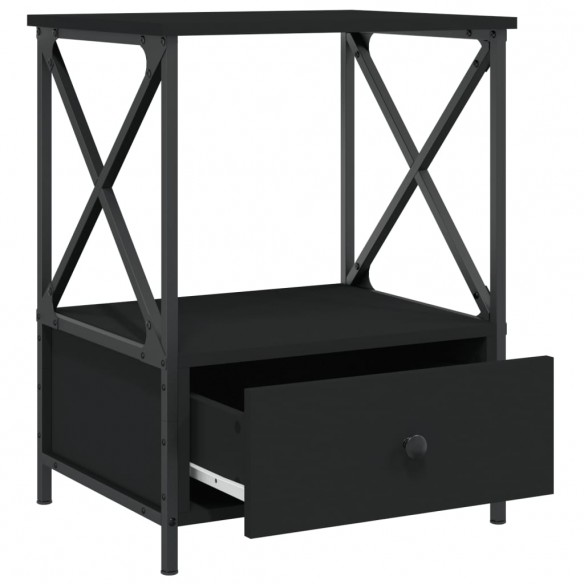 Table de chevet noir 50x41x65 cm bois d’ingénierie