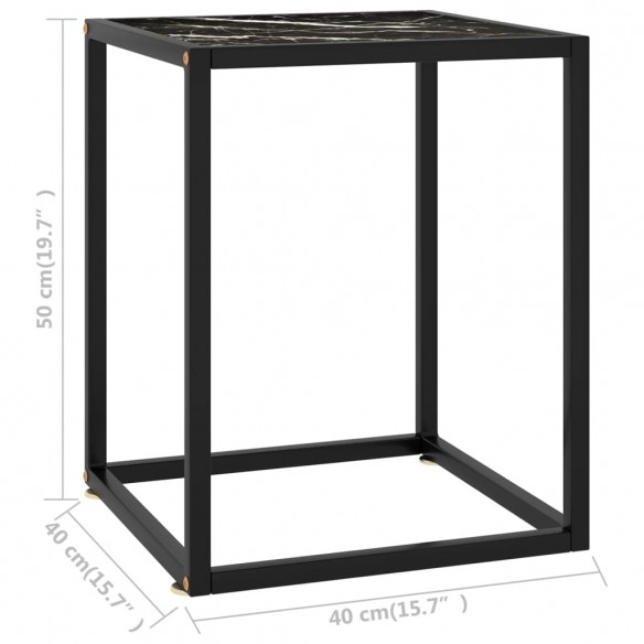 Table basse Noir avec verre marbre noir 40x40x50 cm