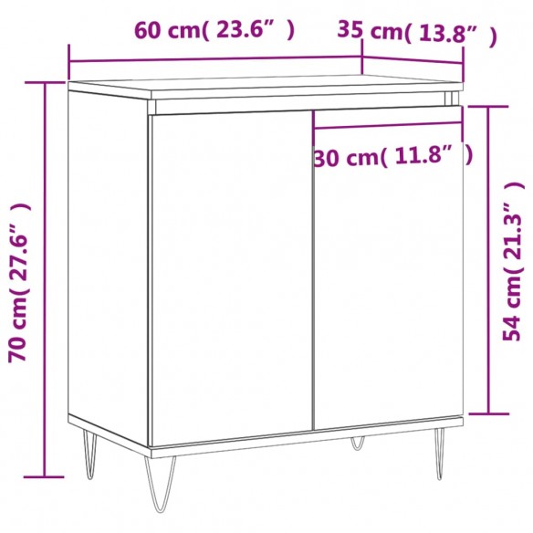 Buffet Chêne fumé 60x35x70 cm Bois d'ingénierie