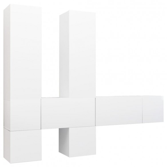 Ensemble de meuble TV 7 pcs Blanc Aggloméré