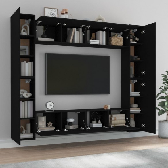 Ensemble de meubles TV 8 pcs Noir Bois d'ingénierie