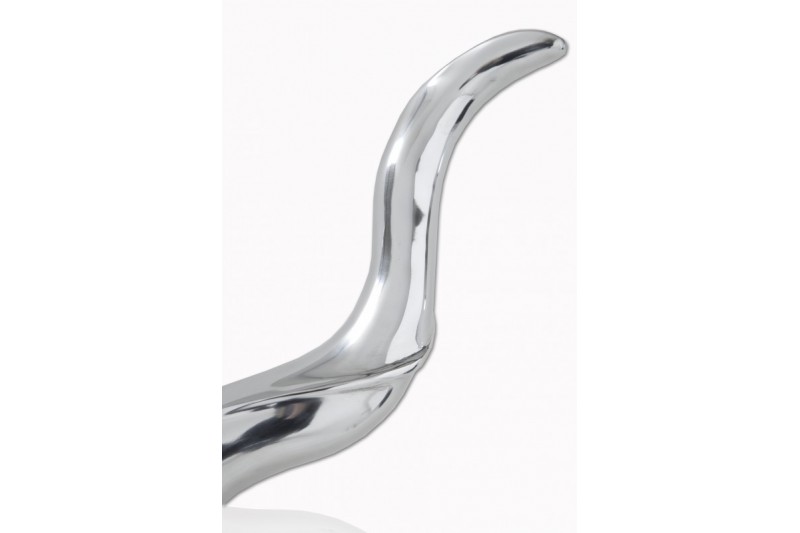 Trophée mural design tête de taureau peint argent Trophée mural design tête de taureau peint argent