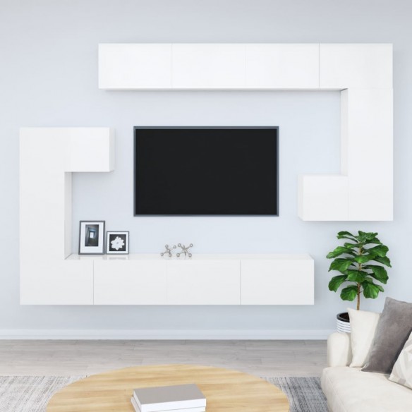 Meuble TV mural Blanc brillant Bois d'ingénierie