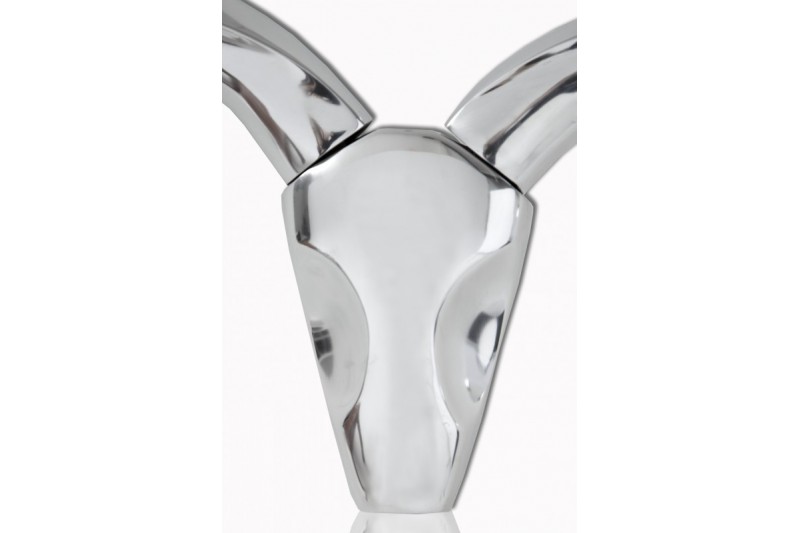 Trophée mural design tête de taureau peint argent Trophée mural design tête de taureau peint argent