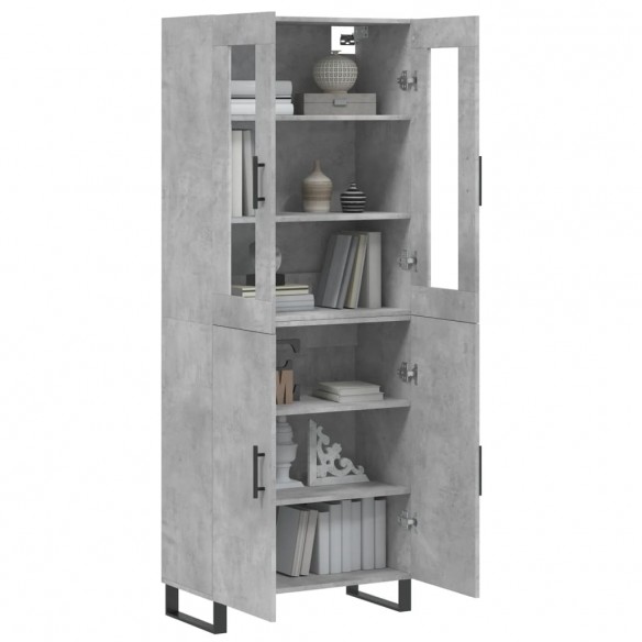 Buffet haut Gris béton 69,5x34x180 cm Bois d'ingénierie