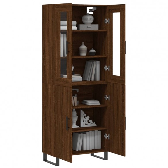 Buffet haut Chêne marron 69,5x34x180 cm Bois d'ingénierie