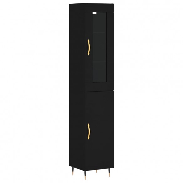 Buffet haut Noir 34,5x34x180 cm Bois d'ingénierie