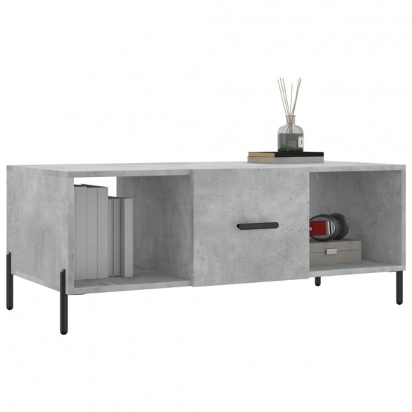 Table basse gris béton 102x50x40 cm bois d'ingénierie