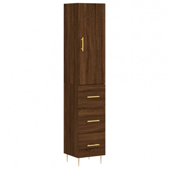 Buffet haut Chêne marron 34,5x34x180 cm Bois d'ingénierie