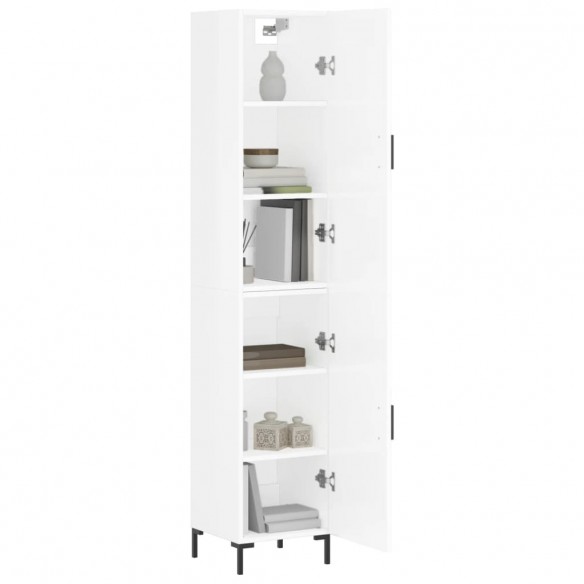 Buffet haut Blanc brillant 34,5x34x180 cm Bois d'ingénierie