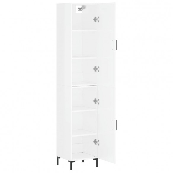 Buffet haut Blanc brillant 34,5x34x180 cm Bois d'ingénierie