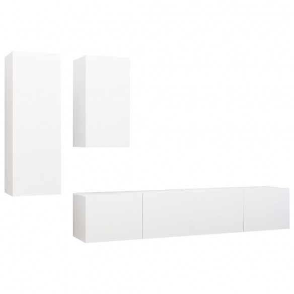 Ensemble de meuble TV 4 pcs Blanc Aggloméré