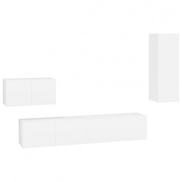 Ensemble de meubles TV 4 pcs Blanc Bois d'ingénierie