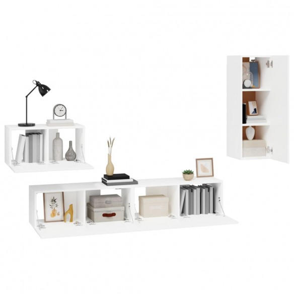 Ensemble de meubles TV 4 pcs Blanc Bois d'ingénierie