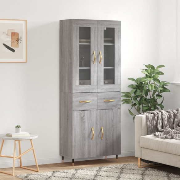 Buffet haut Sonoma gris 69,5x34x180 cm Bois d'ingénierie