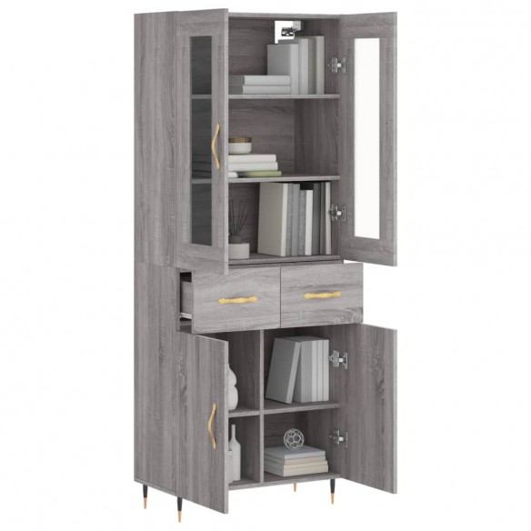 Buffet haut Sonoma gris 69,5x34x180 cm Bois d'ingénierie