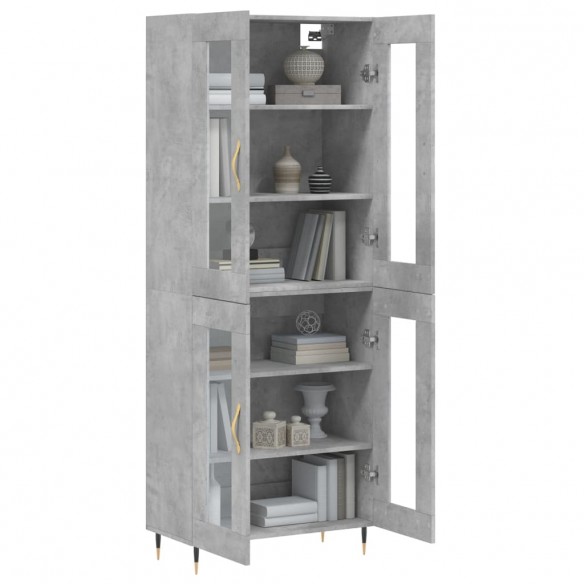 Buffet haut Gris béton 69,5x34x180 cm Bois d'ingénierie