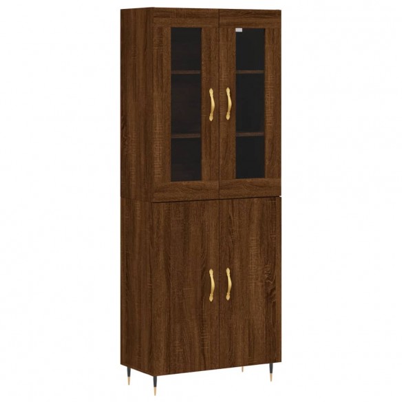 Buffet haut Chêne marron 69,5x34x180 cm Bois d'ingénierie