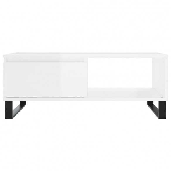Table basse blanc brillant 90x60x35 cm bois d'ingénierie