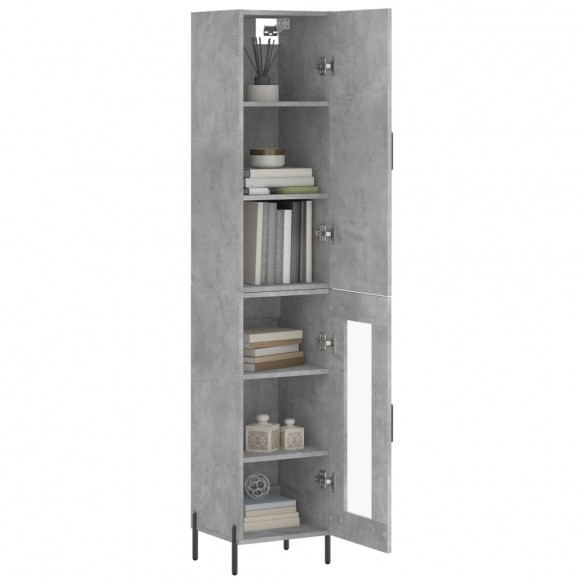 Buffet haut Gris béton 34,5x34x180 cm Bois d'ingénierie