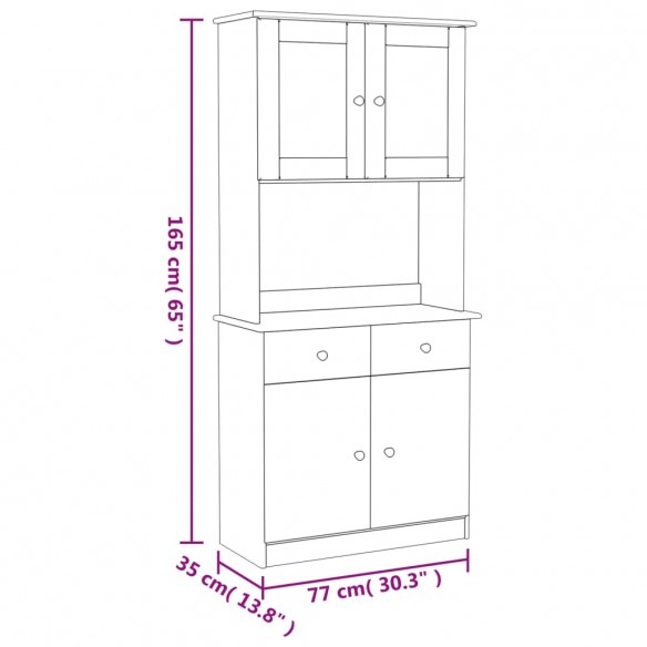 Buffet ALTA 77x35x165 cm bois massif de pin