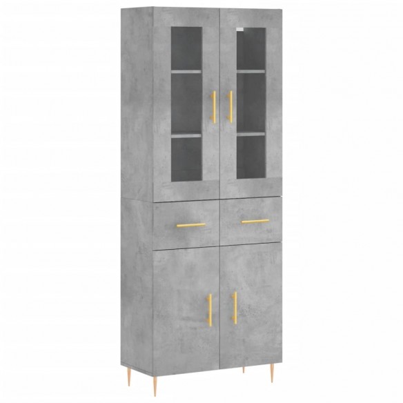 Buffet haut Gris béton 69,5x34x180 cm Bois d'ingénierie