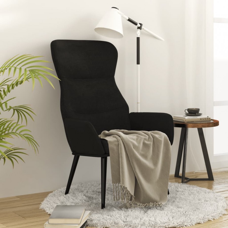 Chaise de relaxation Noir Tissu