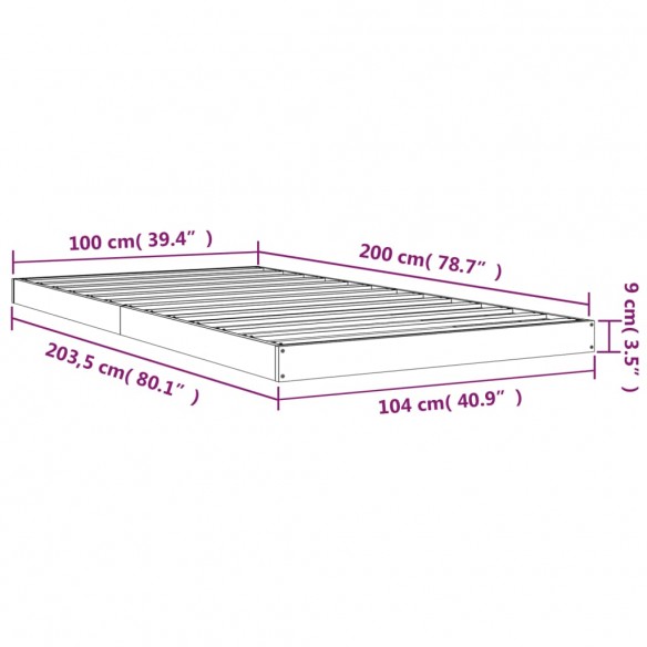 Cadre de lit 100x200 cm bois de pin massif