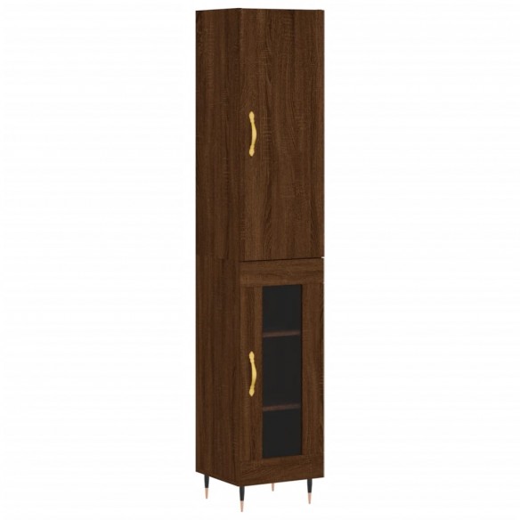 Buffet haut Chêne marron 34,5x34x180 cm Bois d'ingénierie