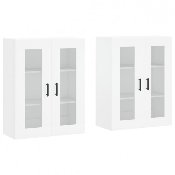 Armoires murales 2 pcs blanc bois d'ingénierie