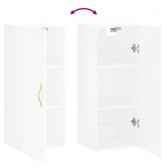 Armoire murale blanc brillant 34,5x34x90 cm