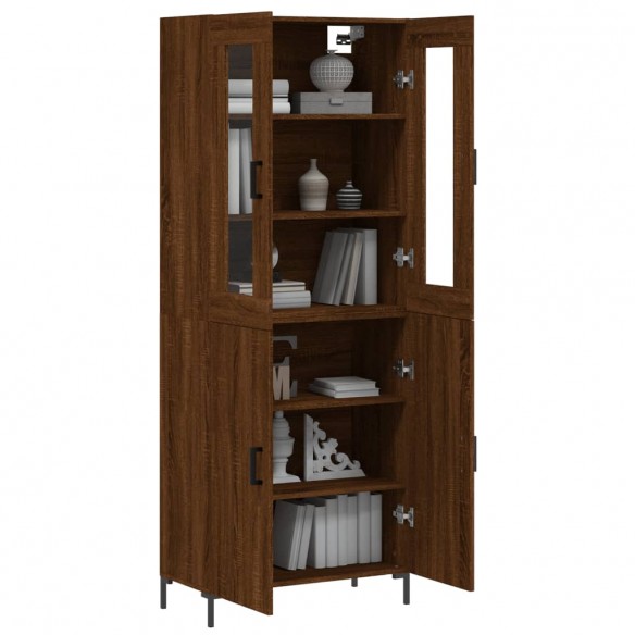 Buffet haut Chêne marron 69,5x34x180 cm Bois d'ingénierie