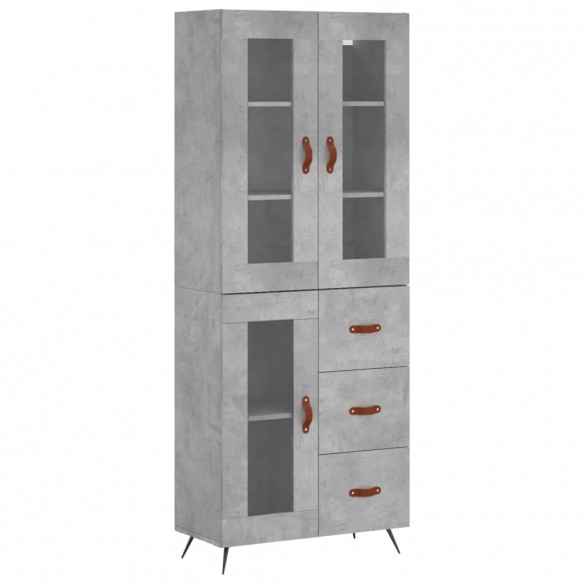 Buffet haut Gris béton 69,5x34x180 cm Bois d'ingénierie