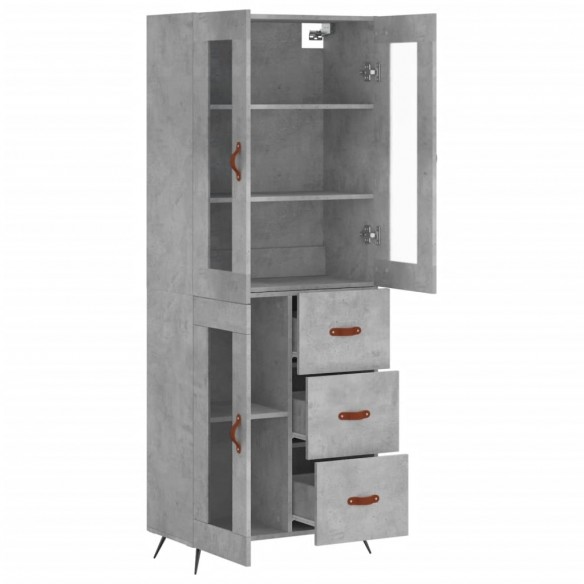 Buffet haut Gris béton 69,5x34x180 cm Bois d'ingénierie