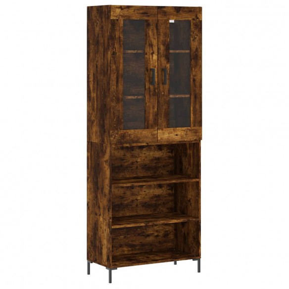 Buffet haut Chêne fumé 69,5x34x180 cm Bois d'ingénierie