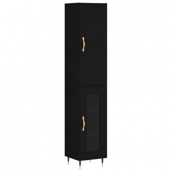 Buffet haut Noir 34,5x34x180 cm Bois d'ingénierie