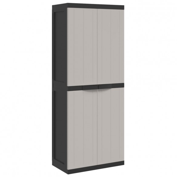 Armoire de rangement d'extérieur gris et noir 65x37x165 cm PP