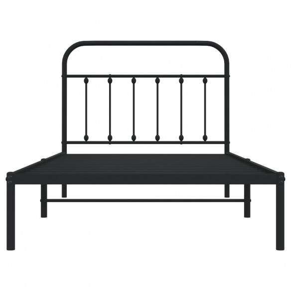 Cadre de lit métal avec tête de lit noir 100x200 cm