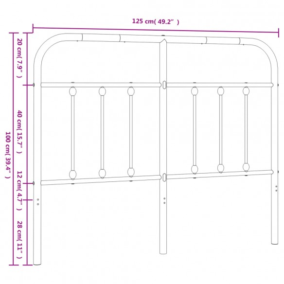 Tête de lit métal noir 120 cm