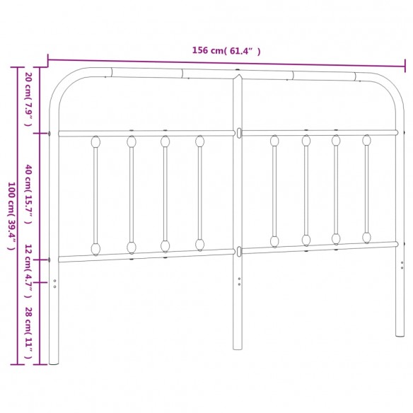 Tête de lit métal blanc 150 cm