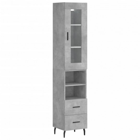 Buffet haut Gris béton 34,5x34x180 cm Bois d'ingénierie