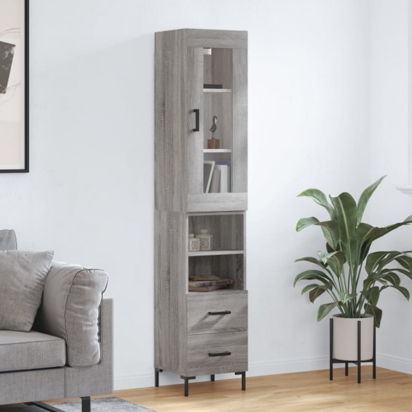 Buffet haut Sonoma gris 34,5x34x180 cm Bois d'ingénierie