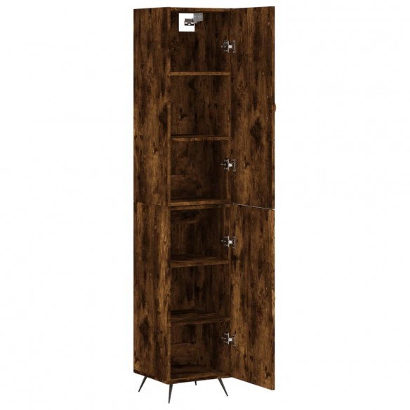 Buffet haut Chêne fumé 34,5x34x180 cm Bois d'ingénierie